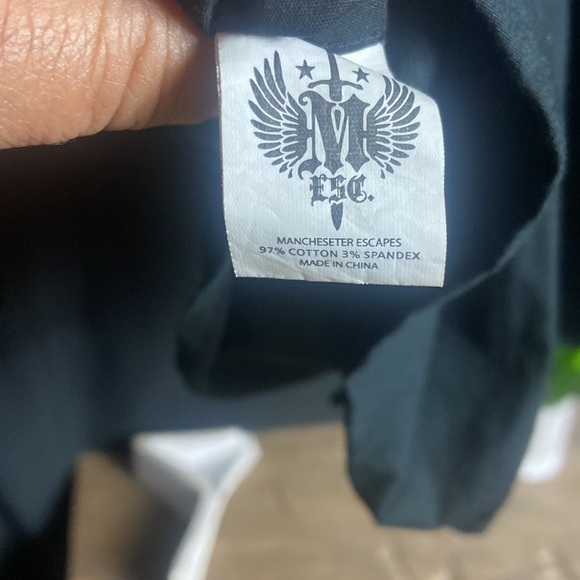 Manchester Esc Black Embroidery Button Down  Shirt - Picture 9 of 11